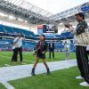 Jay-Z et sa fille Blue Ivy Carter lors du Super Bowl LIV opposant les San Francisco 49ers aux Kansas City Chiefs, au Hard Rock Stadium. Miami, le 2 février 2020.