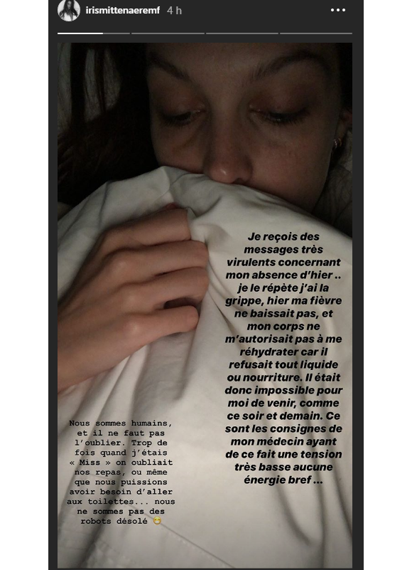Iris Mittenaere, malade, pousse un coup de gueule contre les haters - Instagram, 7 février 2020
