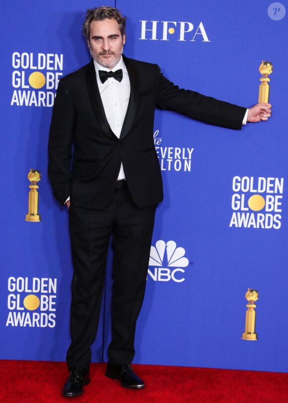 Joaquin Phoenix lors de la Press Room (Pressroom) de la 77ème cérémonie annuelle des Golden Globe Awards au Beverly Hilton Hotel à Los Angeles le 5 janvier 2020.