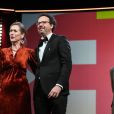 Mariette Rissenbeek et Carlo Chatrian, les directeurs de la Berlinale et Jeremy Irons assistent à la cérémonie d'ouverture du 70e Festival International du Film de Berlin, La Berlinale, avec la projection du film "My Salinger Year". Le 20 février 2020.