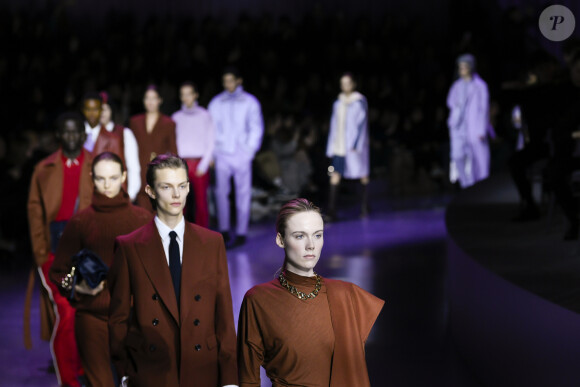 Défilé BOSS, collection automne-hiver 2020-2021, lors de la Fashion Week à Milan, le 23 février 2020.