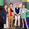 Norman Thavaud et sa compagne Martha Gambet, Jean-Charles de Castelbajac et Lucie-Rose Mahe assistent à la présentation de la nouvelle collection Automne-Hiver 2020-2021 de "United Colors of Benetton" lors de la Fashion Week de Milan. Le 20 février 2020.