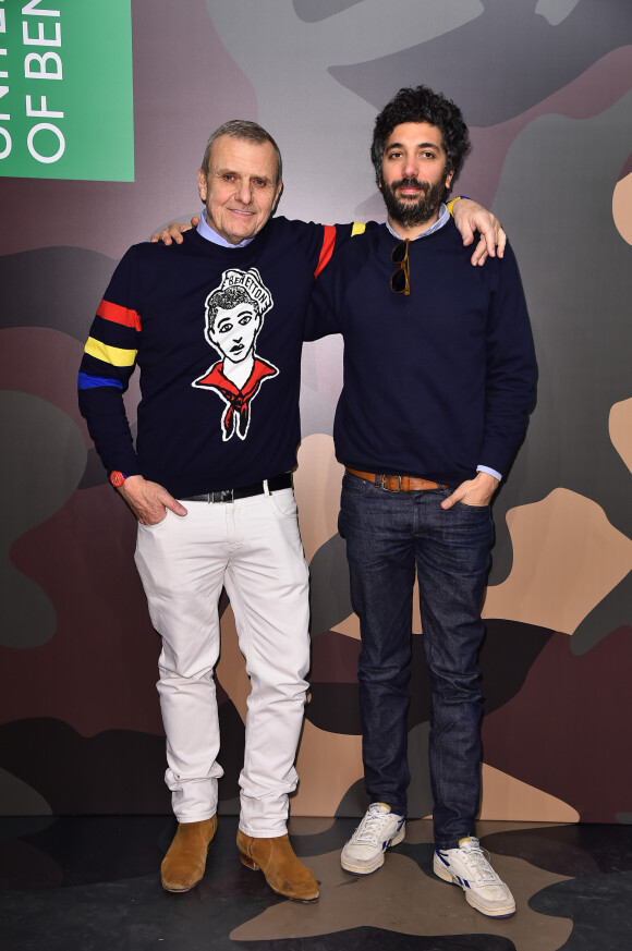 Jean-Charles de Castelbajac et Jonathan Fitoussi assistent à la présentation de la nouvelle collection Automne-Hiver 2020-2021 de "United Colors of Benetton" lors de la Fashion Week de Milan. Le 20 février 2020.