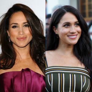 L'évolution maquillage de Meghan Markle, d'actrice à Hollywood à duchesse de Sussex. Ici en 2016 et 2019.