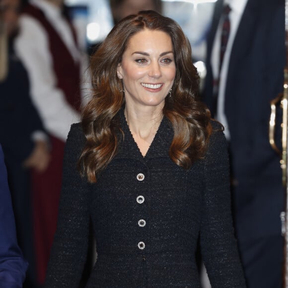 Le prince William, duc de Cambridge, et Kate Middleton, duchesse de Cambridge, assistent à la représentation de la comédie musicale "Dear Evan Hansen" au théâtre Noël Coward à Londres, le 25 février 2020.