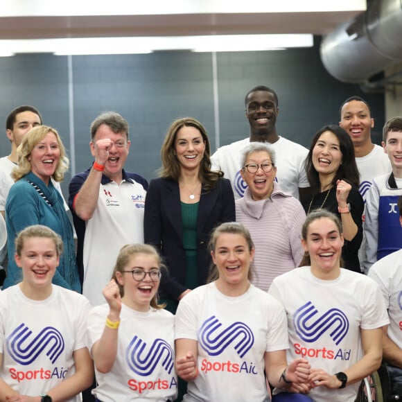 Kate Middleton, duchesse de Cambridge, lors d'un événement SportsAid au stade olympique de Londres, Royaume Uni, le 26 février 2020.