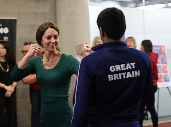 Kate Middleton, duchesse de Cambridge, lors d'un événement SportsAid au stade olympique de Londres, Royaume Uni, le 26 février 2020.