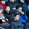 Rachel Legrain-Trapani, enceinte, (Miss France 2007) et son compagnon Valentin Leonard dans les tribunes lors du match de Ligue 1 "PSG - Dijon (4-0)" au Parc des Princes, le 29 février 2020. © Cyril Moreau/Bestimage