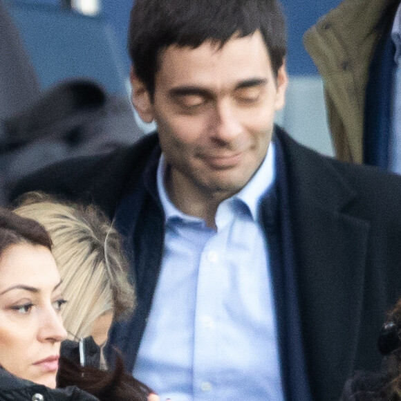 Rachel Legrain-Trapani, enceinte, (Miss France 2007) et son compagnon Valentin Leonard dans les tribunes lors du match de Ligue 1 "PSG - Dijon (4-0)" au Parc des Princes, le 29 février 2020. © Cyril Moreau/Bestimage