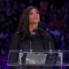 Vanessa Bryant rend hommage à son mari Kobe et à sa fille au Staples Center de Los Angeles, le 24 février 2020. La veuve a attaqué en justice la société qui a affrété l'hélicoptère qui a coûté la vie à son mari. La star de basket est décédée dans un accident d'hélicoptère, le 26 janvier 2020 à Calabasas, aux côtés de sa fille de 13 ans, Gianna, et de sept autres personnes.