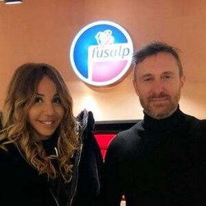 Cathy et David Guetta en vacances à Couchevel. Février 2020.