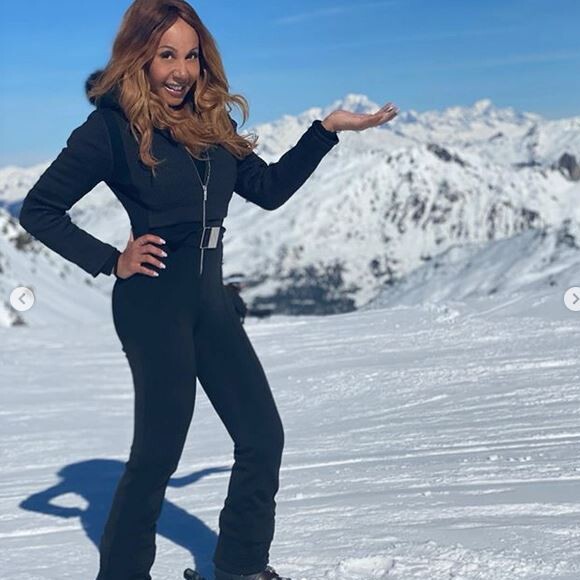 Cathy Guetta en vacances à Couchevel. Février 2020.