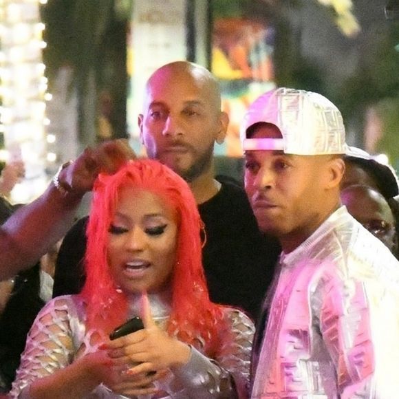 Nicki Minaj et son fiancé Kenneth Petty arrivent à la soirée de lancement de sa collaboration avec Fendi à Beverly Hills, le 15 octobre 2019.