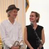 Sandrine Bonnaire et son compagnon Erik Truffaz - 22ème édition du Printemps des Poètes au ministère de la Culture à Paris le 25 février 2020. © Coadic Guirec/Bestimage