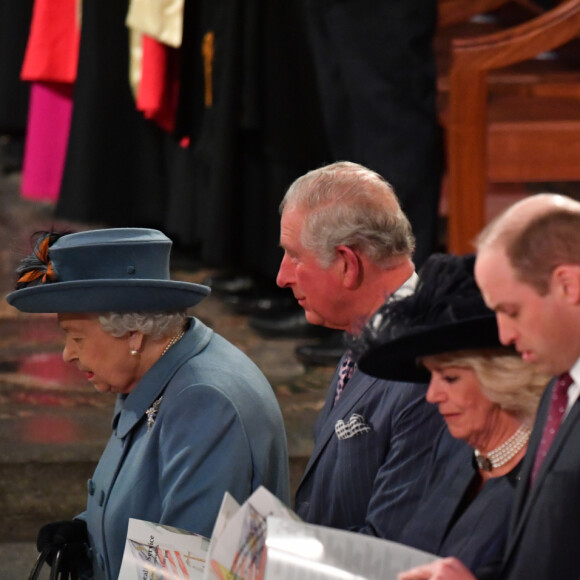 Le prince William, duc de Cambridge, et Catherine (Kate) Middleton, duchesse de Cambridge, La reine Elisabeth II d'Angleterre, Le prince Harry, duc de Sussex, Meghan Markle, duchesse de Sussex - La famille royale d'Angleterre lors de la cérémonie du Commonwealth en l'abbaye de Westminster à Londres le 9 mars 2020.