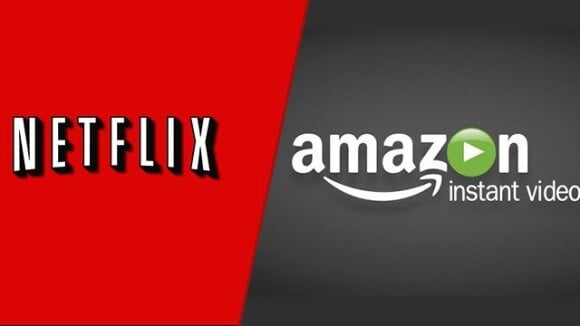 Montage- Logo Netflix + logo d'Amazon Prime Video.