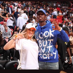 Paul et Maria Pogba ont assisté au match Heat de Miami VS Cavaliers de Cleveland à l'AmericanAirlines Arena de Miami le 20 novembre 2019.