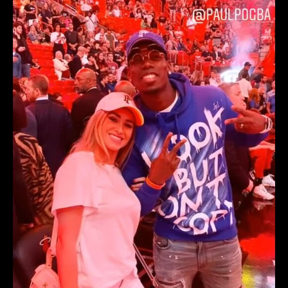 Paul et Maria Pogba ont assisté au match Heat de Miami VS Cavaliers de Cleveland à l'AmericanAirlines Arena de Miami le 20 novembre 2019.