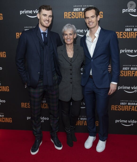 Judy Murray et ses fils Jamie et Andy Murray - Les célébrités assistent à la projection du documentaire d'Amazon Prime Vidéo "Andy Murray Resurfacing" à Londres, le 25 novembre 2019.