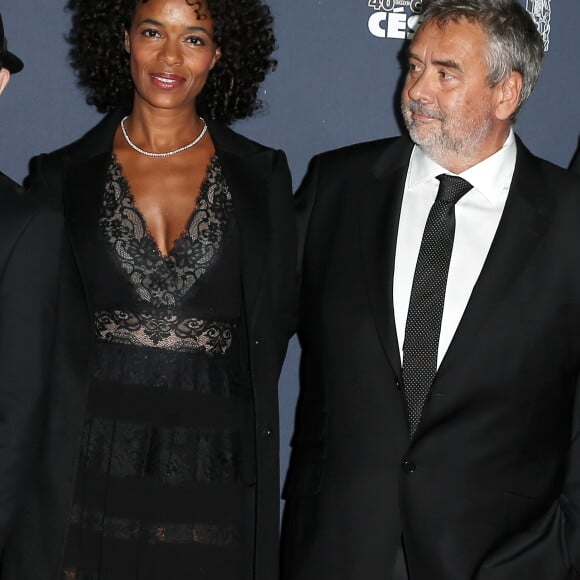 Virginie Silla et son mari Luc Besson - Photocall de la 40ème cérémonie des César au théâtre du Châtelet à Paris. Le 20 février 2015.