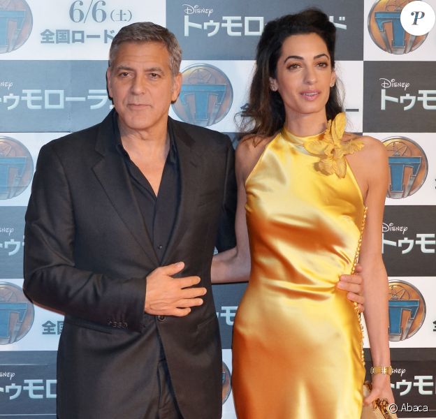 George Clooney et son épouse Amal lors de l'avant-première du film "A la poursuite de demain" à Tokyo, le 25 mai 2015.