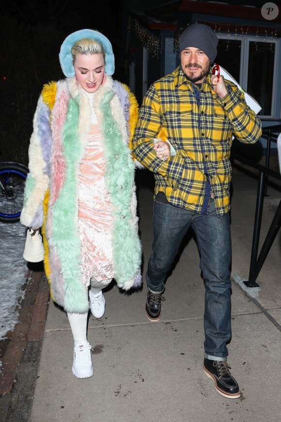 Exclusif - Katy Perry et Orlando Bloom arrivent au restaurant Matsuhisa dans la station de Aspen le 2 janvier 2019.