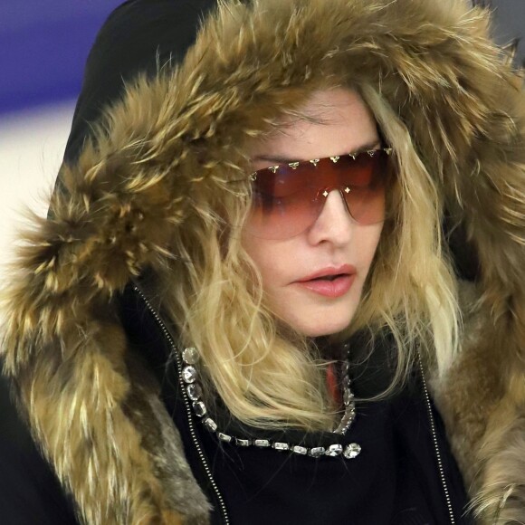 Exclusif - Madonna arrive à l'aéroport de New York. Le 01 février 2019.