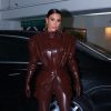 Exclusif - Kim Kardashian second look en latex du jour, en Balmain à la sortie de son hôtel pendant la Fashion week. Paris, le 1er mars 2020.