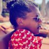 Stromae avec son fils lors de vacances le 22 janvier 2019.