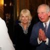 Le prince Charles, prince de Galles, et Camilla Parker Bowles, duchesse de Cornouailles, assistent à la réception organisée pour la Journée du Commonwealth à Marlborough House à Londres, le 9 mars 2020.