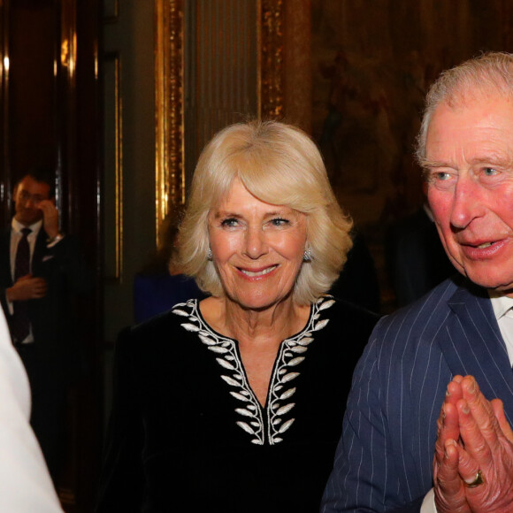 Le prince Charles, prince de Galles, et Camilla Parker Bowles, duchesse de Cornouailles, assistent à la réception organisée pour la Journée du Commonwealth à Marlborough House à Londres, le 9 mars 2020.