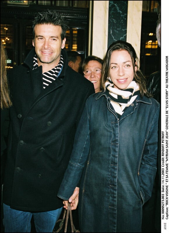 Roch Voisine et Myriam Saint-Jean lors de la générale de "Elvis Story" au théâtre de Mogador le 14 novembre 2003. "