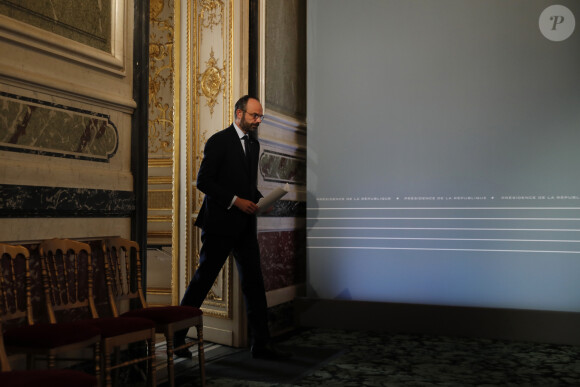 Le premier ministre Edouard Philippe - Conférence de presse après le conseil des ministres au palais de l'Élysée à Paris le 25 mars 2020. © François Mori / Pool / Bestimage