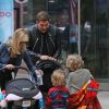 Exclusif - Michael Buble se balade avec ses enfants Noah, Elias, son nouveau-né Vida et sa femme Luisana dans les rues de Vancouver au Canada, le 11 septembre 2018.