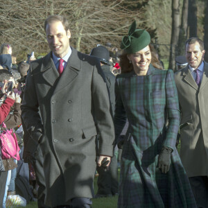 Le prince William et Kate Middleton - La famille royale d'Angleterre se rend a la messe de Noel a l'eglise St Mary Magdalene a Sandringham, le 25 décembre 2013.