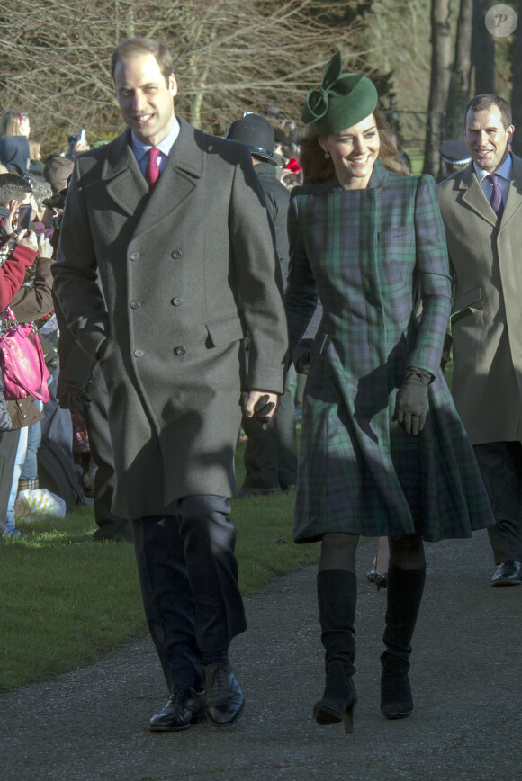 Le prince William et Kate Middleton - La famille royale d'Angleterre se rend a la messe de Noel a l'eglise St Mary Magdalene a Sandringham, le 25 décembre 2013.
