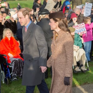 Le prince William et Kate Middleton (enceinte) à la messe de Noël à Sandringham, le 25 décembre 2014.