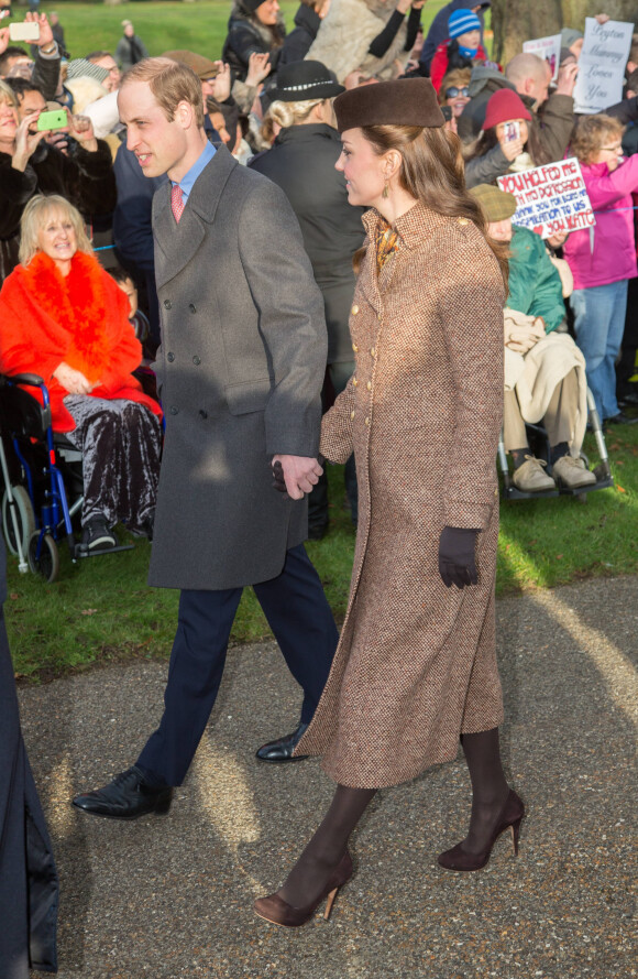 Le prince William et Kate Middleton (enceinte) à la messe de Noël à Sandringham, le 25 décembre 2014.