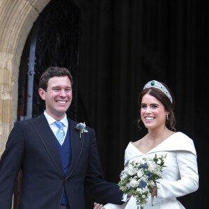La princesse Eugenie et son mari Jack Brooksbank - Sorties après la cérémonie de mariage de la princesse Eugenie d'York et Jack Brooksbank en la chapelle Saint-George au château de Windsor le 12 octobre 2018