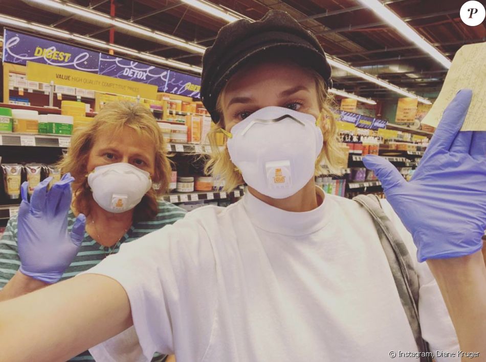 Diane Kruger et sa mère, masquées et gantées pour faire les courses