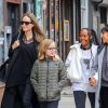 Exclusif - Angelina Jolie fait du shopping avec ses filles Zahara et Vivienne dans le quartier de East Village à New York, le 23 février 2019
