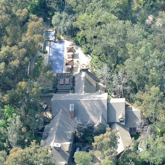 Exclusif - Photos aériennes montrant les travaux de construction en cours au manoir de George Clooney à Studio City le 18 février 2020.
