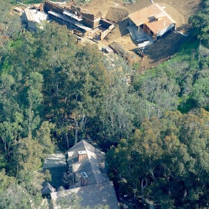 Exclusif - Photos aériennes montrant les travaux de construction en cours au manoir de George Clooney à Studio City le 18 février 2020.