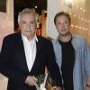 Michel Sardou et Davy Sardou - Enregistrement de l'émission " Vivement Dimanche " Spéciale Les enfants du Top 50, le 8 octobre 2014.
