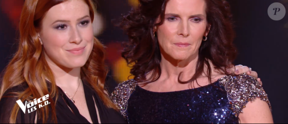 Maria et Margau lors de l'épreuve des K.O dans "The Voice" - Talents de Lara Fabian. Émission du samedi 18 avril 2020, TF1