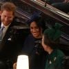Le prince Harry, duc de Sussex, Meghan Markle, duchesse de Sussex et la princesse Anne - Cérémonie de mariage de la princesse Eugenie d'York et Jack Brooksbank en la chapelle Saint-George au château de Windsor, Royaume Uni le 12 octobre 2018.