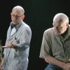 Bob Balaban et Brian Dennehy sur le tournage du film "The Exonerated" à New York en 2004. 