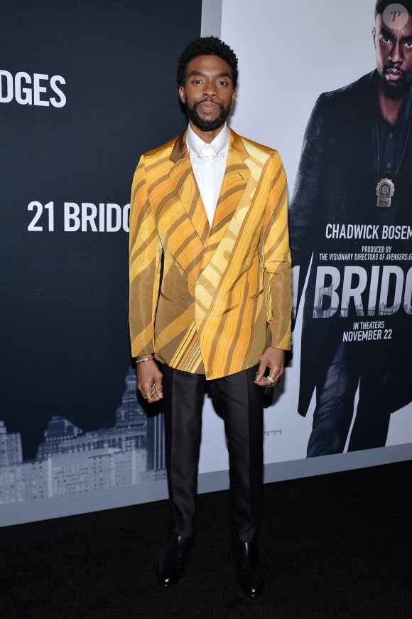 Chadwick Boseman à l'avant-première du film 21 Bridges. New York, le 19 novembre 2019.