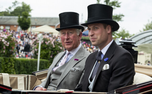 Le prince Charles, prince de Galles, Prince of Wales et le prince William, duc de Cambridge - La famille royale britannique et les souverains néerlandais lors de la première journée des courses d'Ascot 2019, à Ascot, Royaume Uni, le 18 juin 2019.