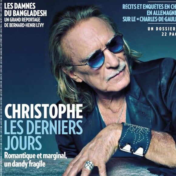 Le magazine "Paris Match" consacre sa couverture au chanteur Christophe, mort le 16 avril 2020. Numéro du 23 avril 2020.